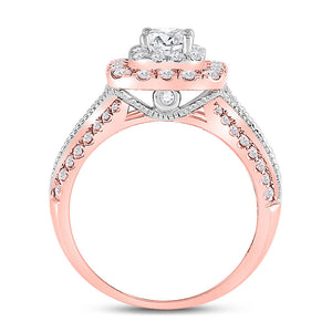 Wedding Collection | 14kt Two-tone Gold Princess Diamond Halo Bridal Wedding Engagement Ring 1-1/2 Cttw | Splendid Jewellery GND