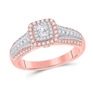 Wedding Collection | 14kt Two-tone Gold Princess Diamond Halo Bridal Wedding Engagement Ring 1/2 Cttw | Splendid Jewellery GND