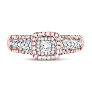 Wedding Collection | 14kt Two-tone Gold Princess Diamond Halo Bridal Wedding Engagement Ring 1/2 Cttw | Splendid Jewellery GND