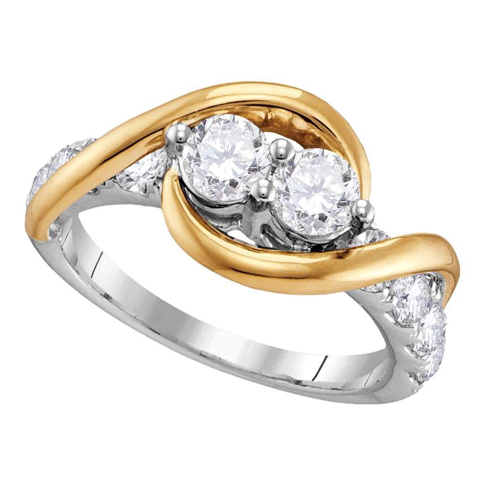 Wedding Collection | 14kt Two-tone Gold Round Diamond 2-stone Bridal Wedding Engagement Ring 1/2 Cttw | Splendid Jewellery GND