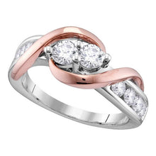 Load image into Gallery viewer, Eternal Love 14kt Two-tone Gold Round Diamond 2-stone Bridal Wedding Engagement Ring Top View from Splendid Jewellery