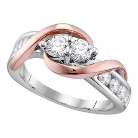 Eternal Love 14kt Two-tone Gold Round Diamond 2-stone Bridal Wedding Engagement Ring Top View from Splendid Jewellery