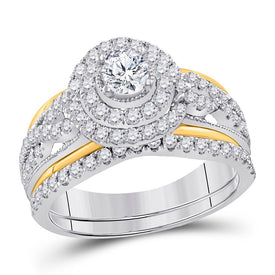 14kt Harmony of Love Diamond Bridal Wedding Ring Band Set 1-1/5 Cttw Top View from Splendid Jewellery