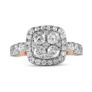Wedding Collection | 14kt Two-tone Gold Round Diamond Cluster Bridal Wedding Engagement Ring 2 Cttw | Splendid Jewellery GND