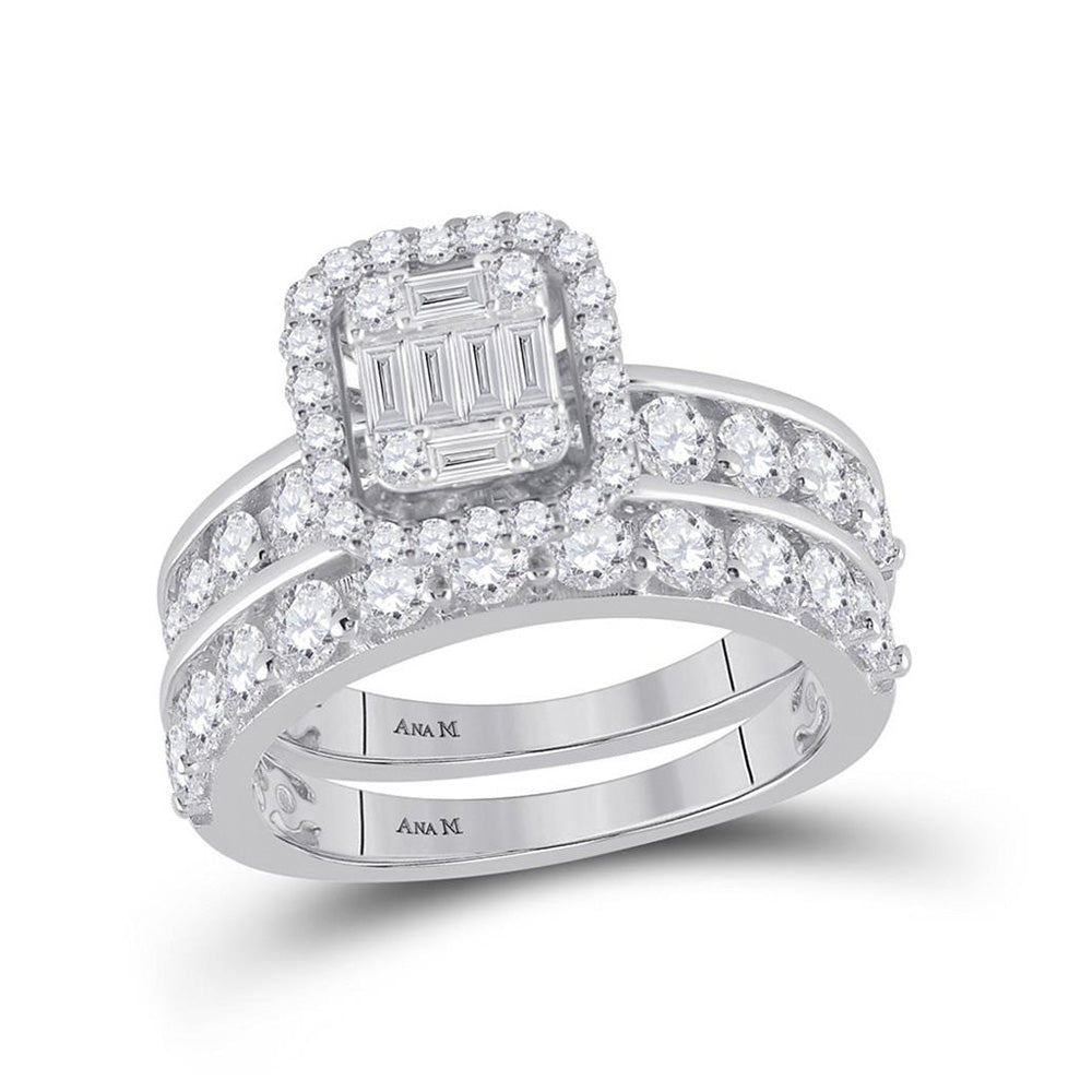 Wedding Collection | 14kt White Gold Baguette Diamond Bridal Wedding Ring Band Set 2-1/5 Cttw | Splendid Jewellery GND