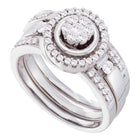 Radiant Love 14kt White Gold Diamond Cluster Bridal Wedding Ring Band Set Top View from Splendid Jewellery