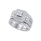 Ethereal Love: 14kt White Gold Diamond Cluster Wedding Bridal Ring Set 2 Cttw Top View from Splendid Jewellery