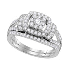 14kt White Gold Radiant Diamond Cluster Bridal Wedding Ring Band Set 1 Cttw | Splendid Jewellery Top View from Splendid Jewellery