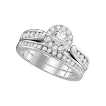 Load image into Gallery viewer, Eternal Love 1 Carat Diamond Round Halo Bridal Wedding Ring Band Set Top View from Splendid Jewellery