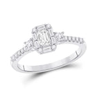 Radiant Love: 14kt White Gold Emerald Diamond 3-stone Bridal Wedding Engagement Ring 5/8 Cttw - Top View