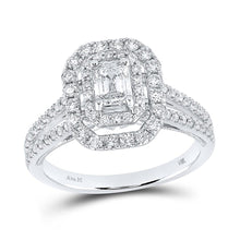 Load image into Gallery viewer, Enchanting Emerald Diamond Halo Bridal Wedding Ring - Top View
