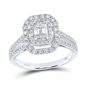 Wedding Collection | 14kt White Gold Emerald Diamond Halo Bridal Wedding Engagement Ring 1 Cttw | Splendid Jewellery GND