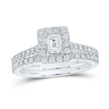 Load image into Gallery viewer, Enchanting Emerald Brilliance Wedding Ring Set - Top View