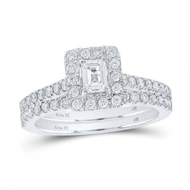 Enchanting Emerald Brilliance Wedding Ring Set - Top View