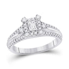 Ethereal Elegance: 14kt White Gold Emerald Diamond Solitaire Bridal Wedding Engagement Ring 3/4 Cttw - Top View
