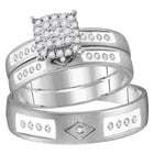 Eternal Love 14kt White Gold His Hers Round Diamond Cluster Wedding Set - Top View