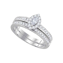 Load image into Gallery viewer, Enchanting Marquise Diamond Wedding Ring Set in 14kt White Gold - Top View