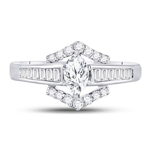 Wedding Collection | 14kt White Gold Marquise Diamond Solitaire Bridal Wedding Engagement Ring 3/4 Cttw | Splendid Jewellery GND