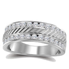 Timeless Brilliance: 14kt White Gold Men's Machine-Set Round Diamond Wedding Band Ring 1/2 Cttw - Top View