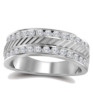 Wedding Collection | 14kt White Gold Mens Machine-Set Round Diamond Wedding Band Ring 1/2 Cttw | Splendid Jewellery GND
