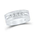 Sophisticated Brilliance: 14kt White Gold Mens Round Diamond 5-Stone Wedding Band Ring - 1/2 Cttw - Top View