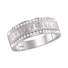 Timeless Brilliance: 14kt White Gold Men's Diamond Wedding Band Ring - Top View