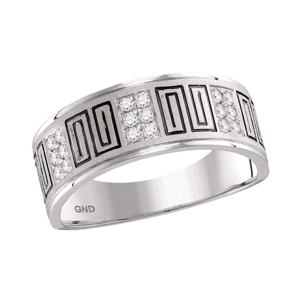 Wedding Collection | 14kt White Gold Mens Round Diamond Wedding Band Ring 1/4 Cttw | Splendid Jewellery GND