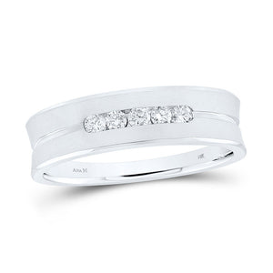 Wedding Collection | 14kt White Gold Mens Round Diamond Wedding Band Ring 1/4 Cttw | Splendid Jewellery GND