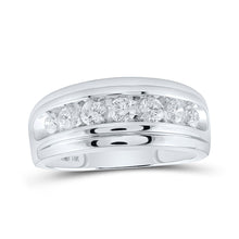 Load image into Gallery viewer, Luxurious 14kt White Gold Diamond Eternity Wedding Band - 1 Cttw - Top View