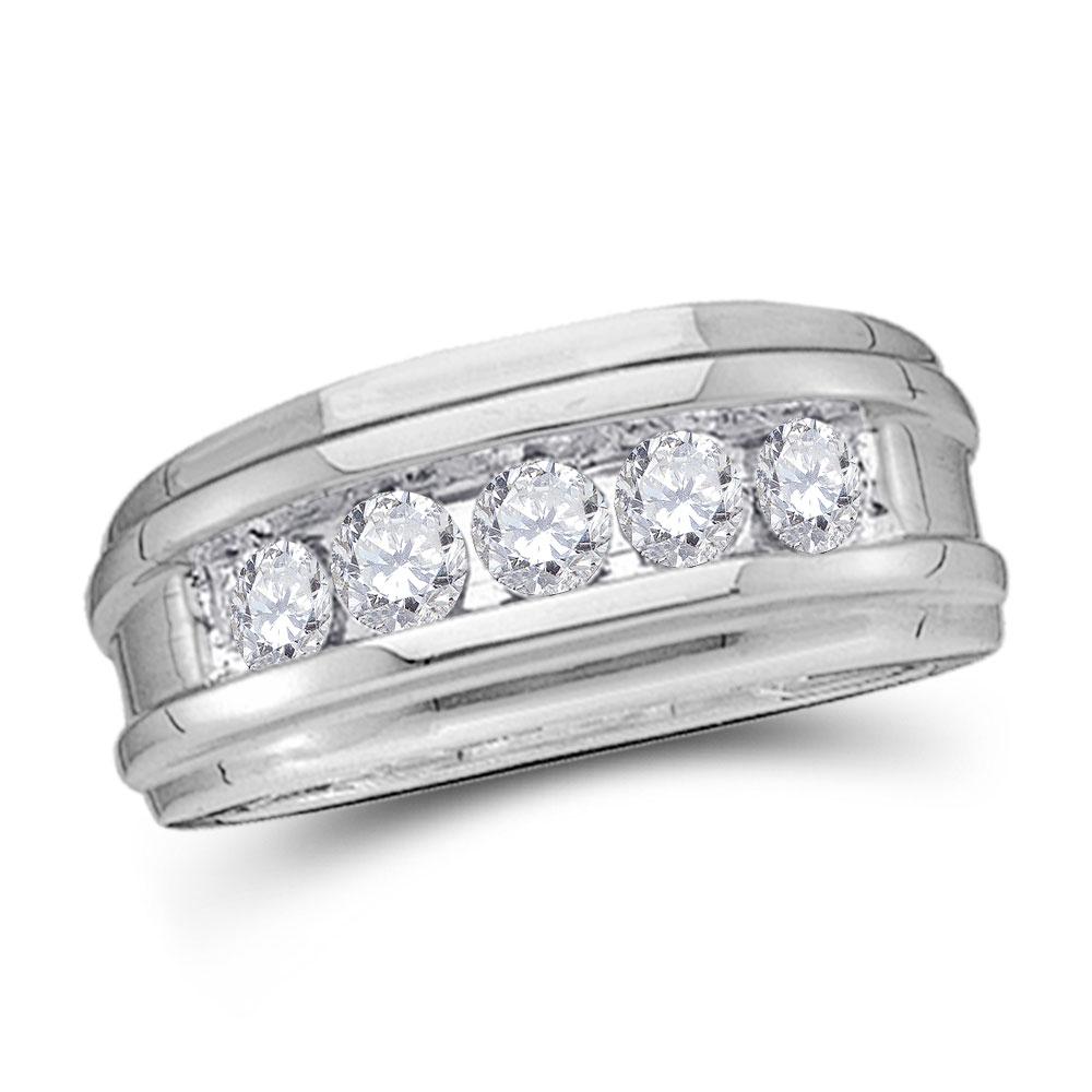 Wedding Collection | 14kt White Gold Mens Round Diamond Wedding Channel Set Band Ring 1/4 Cttw | Splendid Jewellery GND