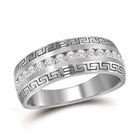 14kt White Gold Greek Key Diamond Wedding Band - Eternal Brilliance - Top View