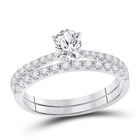 Eternal Radiance 14kt White Gold Oval Diamond Bridal Wedding Ring Band Set - Top View