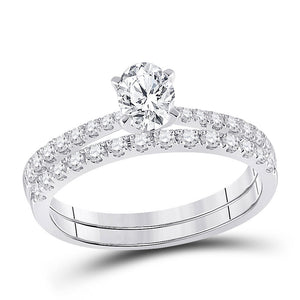 Wedding Collection | 14kt White Gold Oval Diamond Bridal Wedding Ring Band Set 1 Cttw | Splendid Jewellery GND