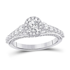 Wedding Collection | 14kt White Gold Oval Diamond Halo Bridal Wedding Engagement Ring 1-1/4 Cttw | Splendid Jewellery GND