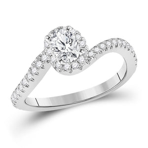 Wedding Collection | 14kt White Gold Oval Diamond Halo Bridal Wedding Engagement Ring 3/4 Cttw | Splendid Jewellery GND