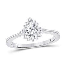 Load image into Gallery viewer, Radiant Love: 14kt White Gold Pear Diamond Solitaire Bridal Wedding Engagement Ring - Top View