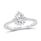 Radiant Love: 14kt White Gold Pear Diamond Solitaire Bridal Wedding Engagement Ring - Top View