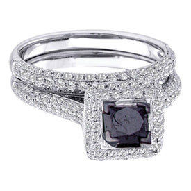 Eternal Love Black Diamond Wedding Ring Set Top View from Splendid Jewellery
