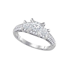 Load image into Gallery viewer, Ethereal Love: 14kt White Gold Princess Diamond 3-stone Bridal Wedding Engagement Ring - Top View