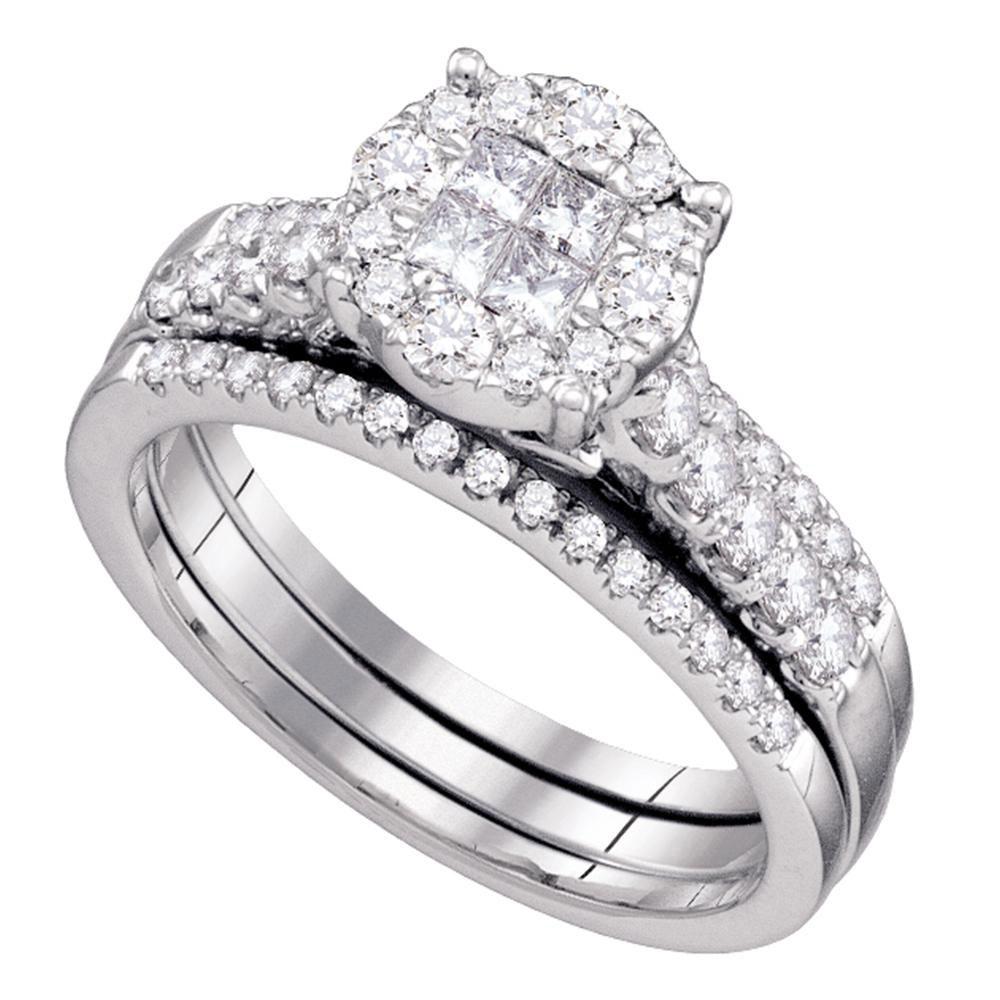 Wedding Collection | 14kt White Gold Princess Diamond Bridal Wedding Ring Band Set 1 Cttw | Splendid Jewellery GND