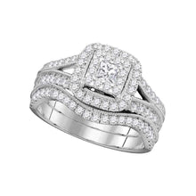 Load image into Gallery viewer, Eternal Love Princess Diamond Bridal Wedding Ring Band Set Top View from Splendid Jewellery