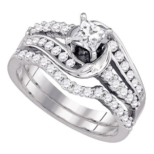 Wedding Collection | 14kt White Gold Princess Diamond Bridal Wedding Ring Band Set 1 Cttw | Splendid Jewellery GND