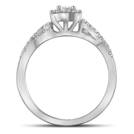 Radiant Love 14kt White Gold Princess Diamond Bridal Wedding Ring Band Set Top View from Splendid Jewellery