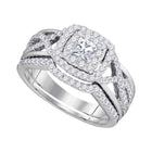 Princess Diamond Elegance | 14kt White Gold Bridal Wedding Ring Band Set 7/8 Cttw Top View from Splendid Jewellery