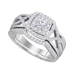 Wedding Collection | 14kt White Gold Princess Diamond Bridal Wedding Ring Band Set 7/8 Cttw | Splendid Jewellery GND