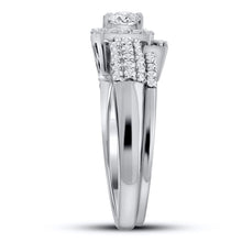 Load image into Gallery viewer, 14kt White Gold Princess Diamond Wedding Ring Band Set - A Captivating Celebration of Love and Elegance - Second Side View