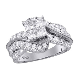 Wedding Collection | 14kt White Gold Princess Diamond Cluster Bridal Wedding Engagement Ring 2 Cttw | Splendid Jewellery GND