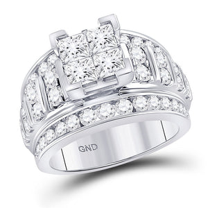 Wedding Collection | 14kt White Gold Princess Diamond Cluster Bridal Wedding Engagement Ring 3 Cttw | Splendid Jewellery GND