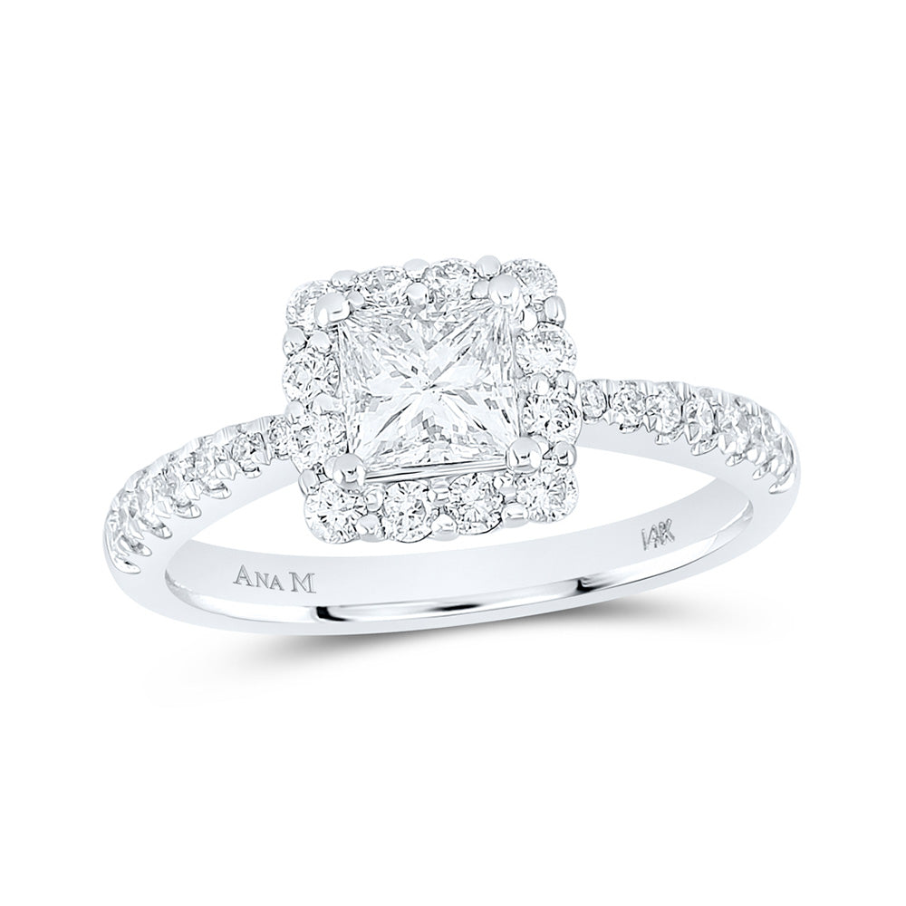 Wedding Collection | 14kt White Gold Princess Diamond Halo Bridal Wedding Engagement Ring 1-1/4 Cttw | Splendid Jewellery GND