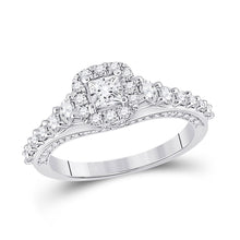 Load image into Gallery viewer, 14kt White Gold Princess Diamond Halo Bridal Wedding Engagement Ring - Radiant Elegance - Top View